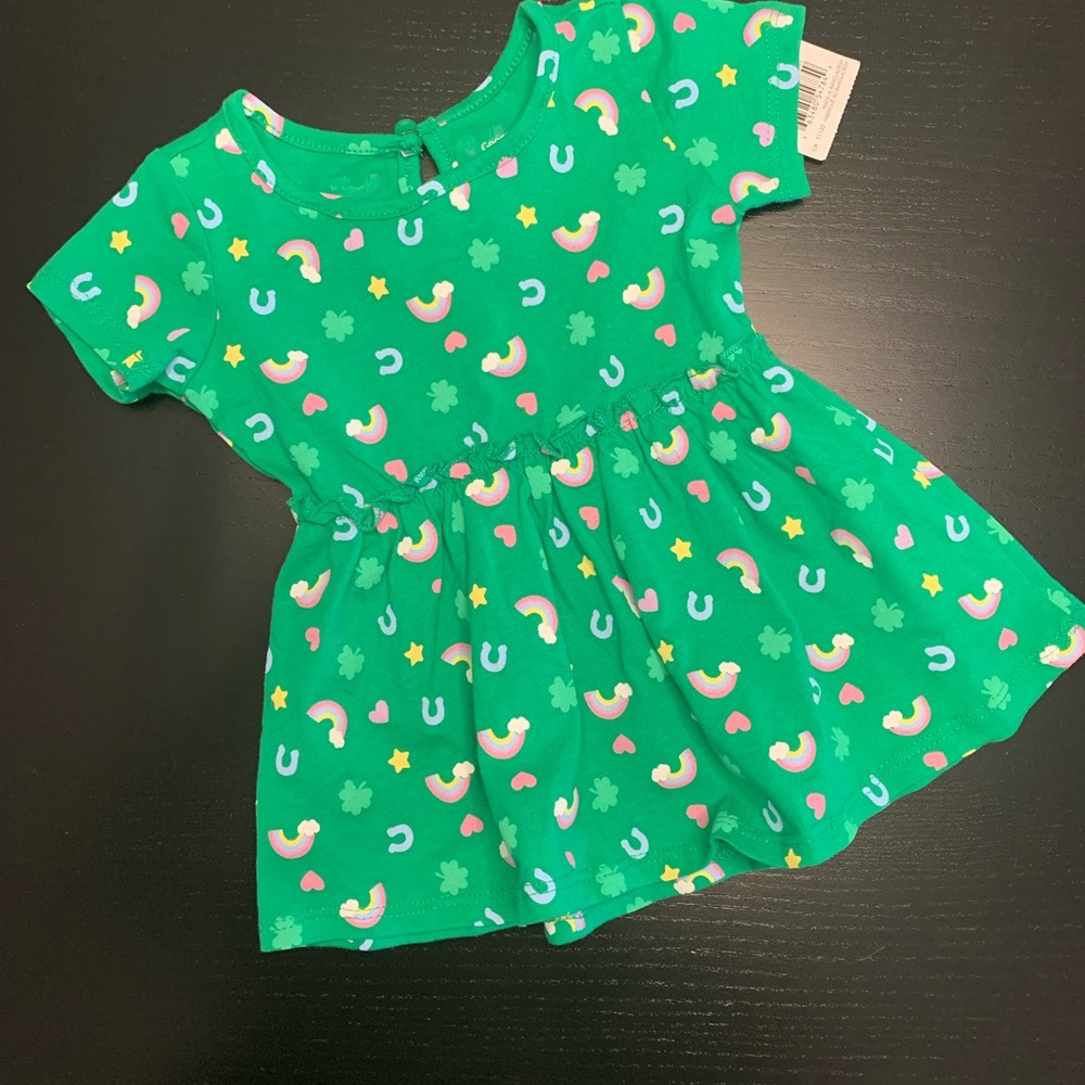 ⭐️2/$8.00⭐️— George 3-6m Green Rainbow Print Dress